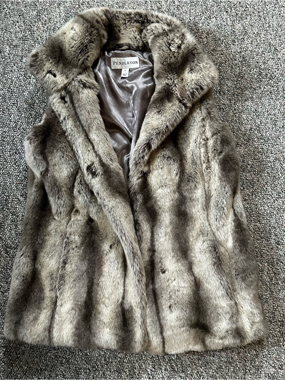 Pendleton Faux Fur Vest in Gray-Taupe